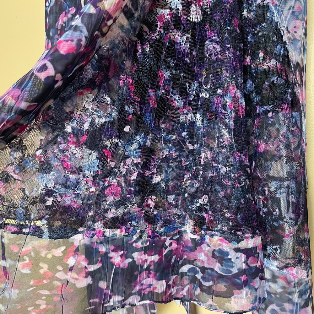 Komarov Purple Crinkled Dress Medium Asymmetrical Handkerchief Hem Art To Wear - Picture 11 of 16
